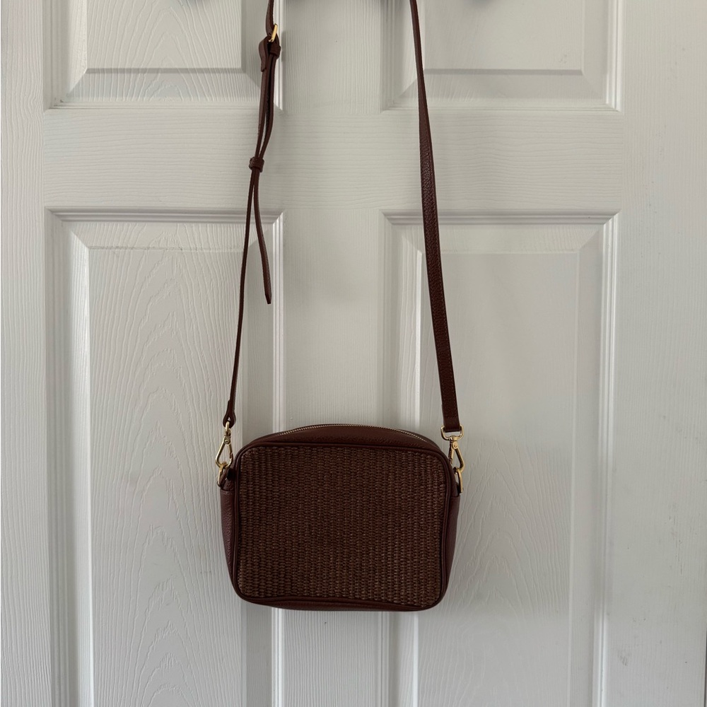 Quince Italian Leather & Raffia Crossbody - Picture 2 of 11